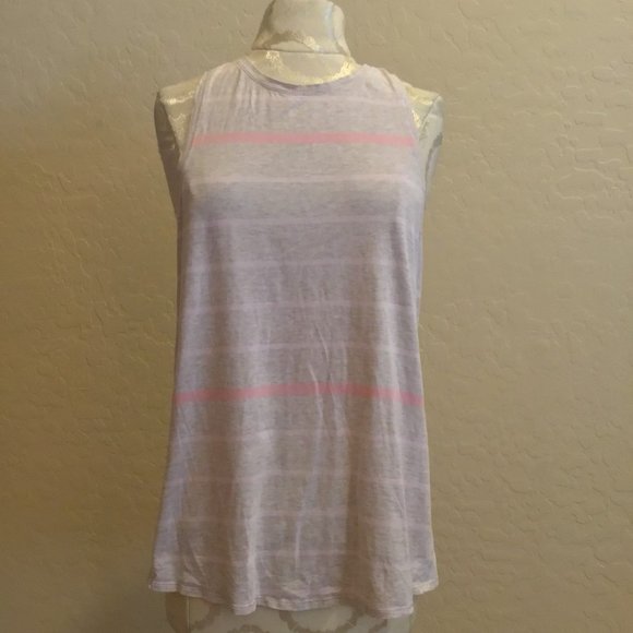 Lululemon All Tied Up Tank Pop Stripe Heathered Dune SIZE 6 SOFT PIMA COTTON TOP - Picture 2 of 4